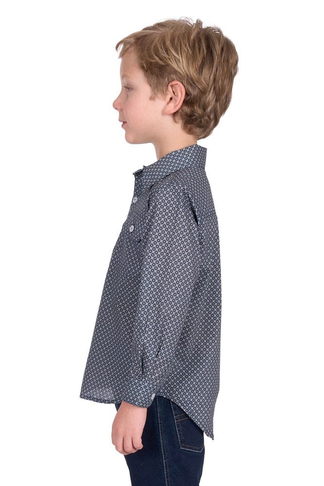 Load image into Gallery viewer, Hard Slog Kids Tomson 1/2 Placket Long Sleeve Shirt - Navy/Tan
