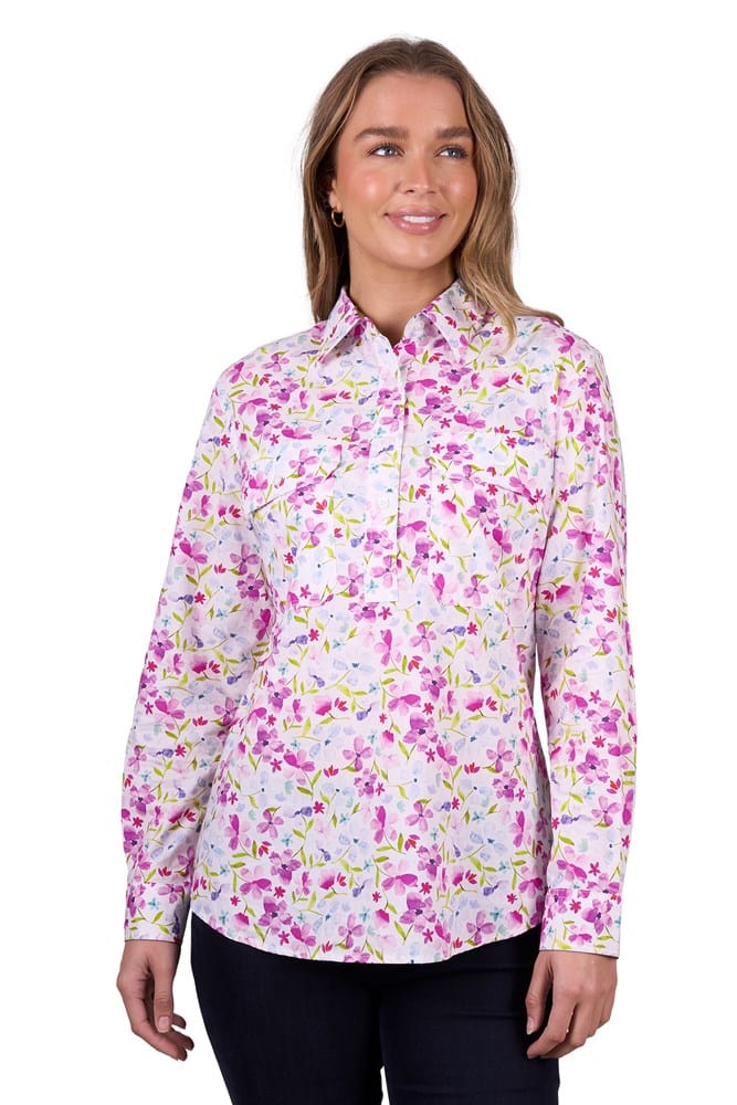 Load image into Gallery viewer, Hard Slog Womens Evae 1/2 Placket Long Sleeve Shirt
