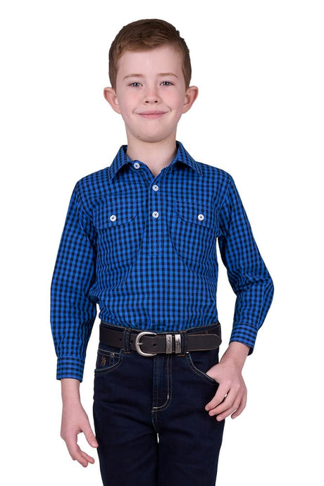 Hard Slog Kids Astell 1/2 Placket Long Sleeve Shirt