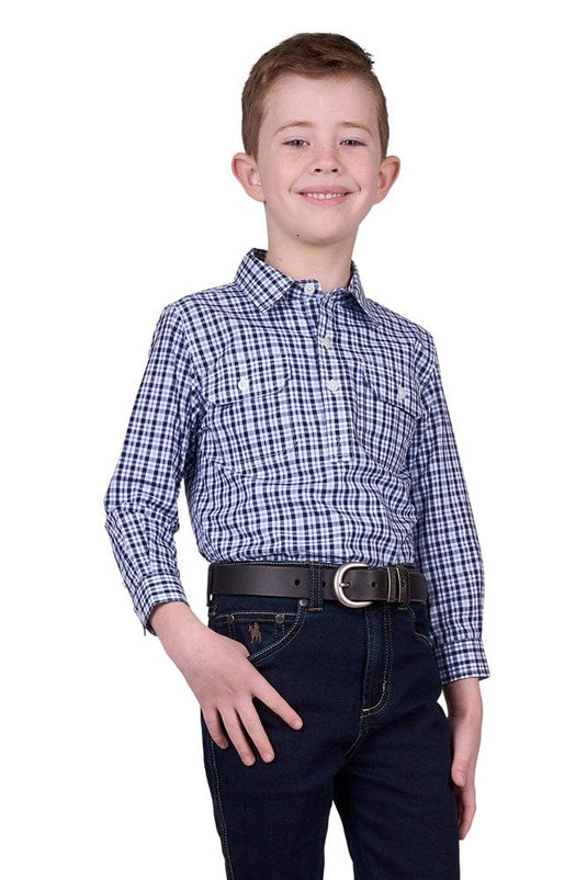 Hard Slog Kids Coney 1/2 Placket Long Sleeve Shirt