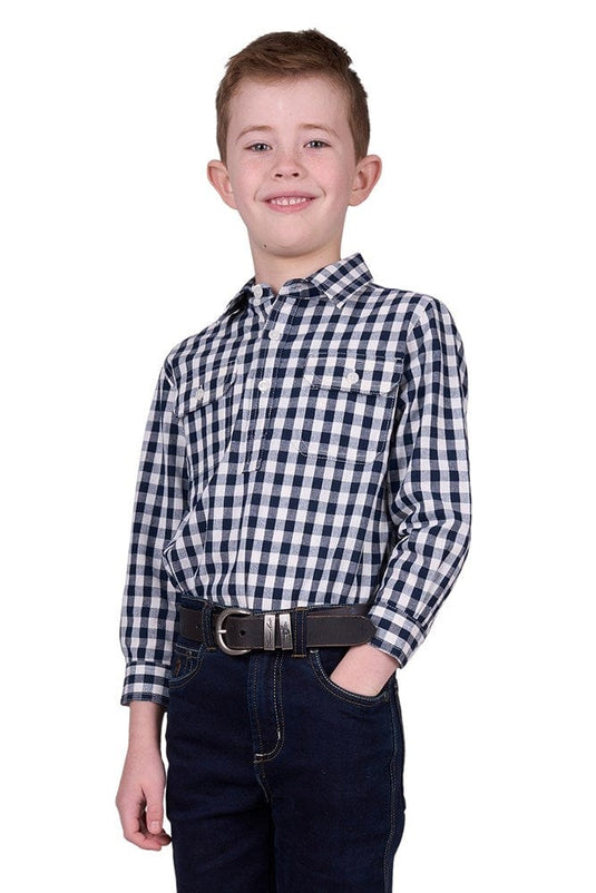 Hard Slog Kids Dell 1/2 Placket Long Sleeve Shirt