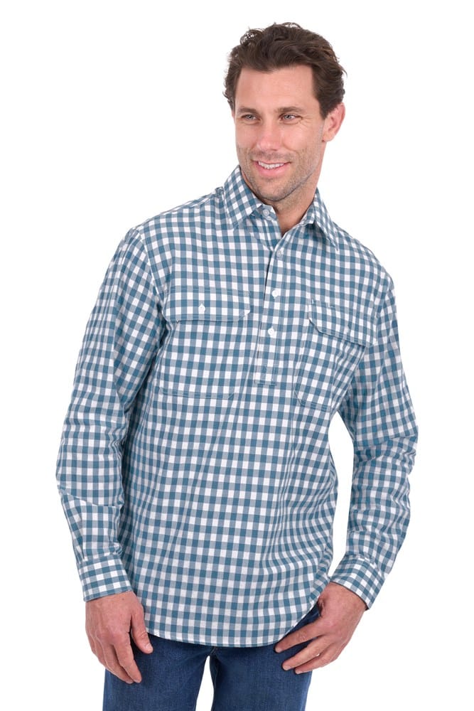 Load image into Gallery viewer, Hard Slog Mens River Half Button Long Sleeve Shirt
