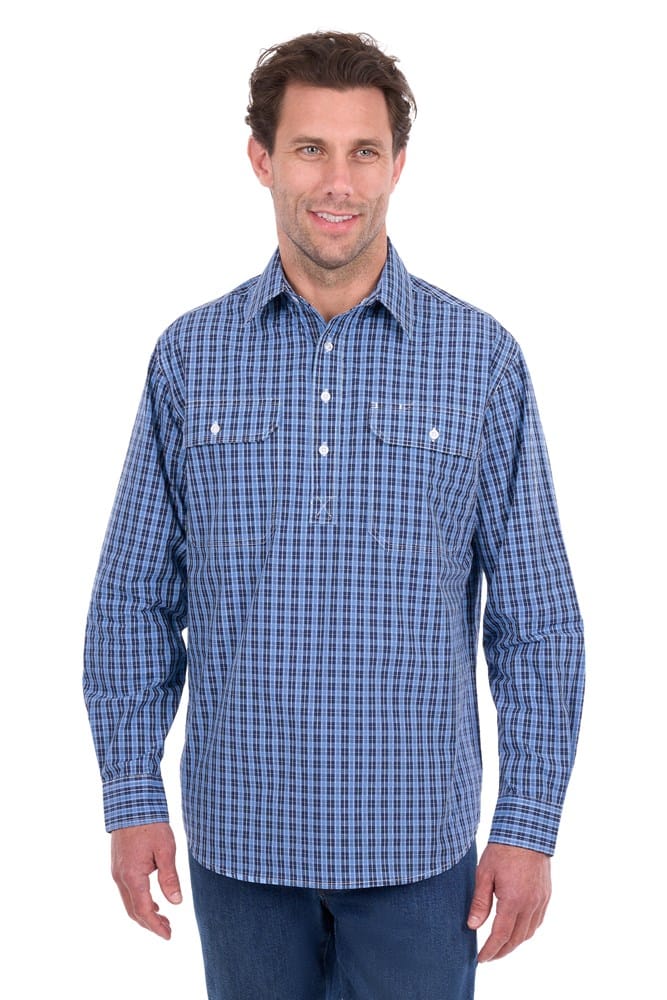 Load image into Gallery viewer, Hard Slog Mens Wyatt Half Button Long Sleeve Shirt
