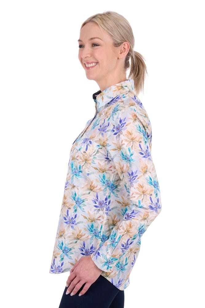 Load image into Gallery viewer, Hard Slog Womens Meadow Half Button Long Sleeve Shirt
