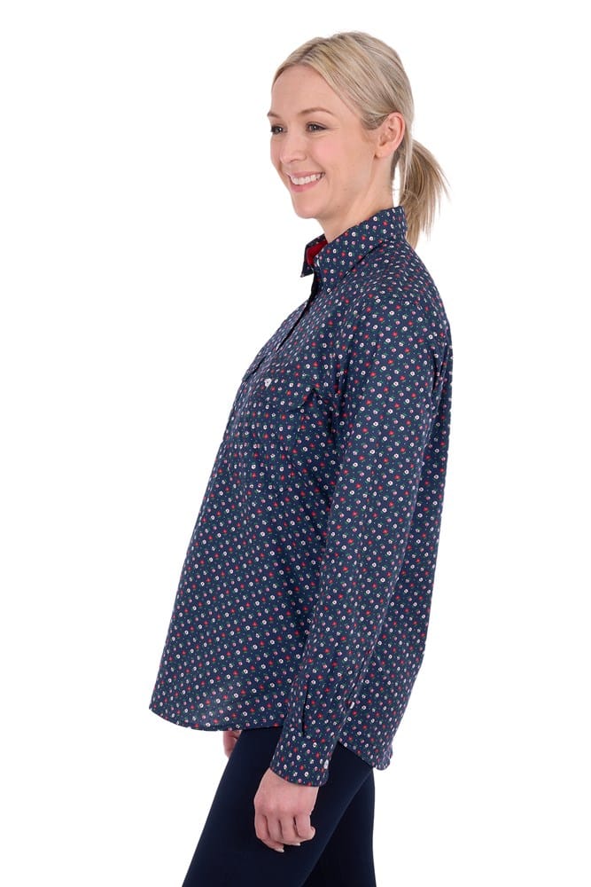 Load image into Gallery viewer, Hard Slog Womens Fiora Half Button Long Sleeve Shirt
