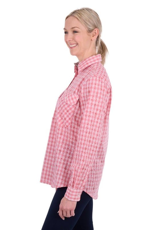 Hard Slog Womens Raquel Half Button Long Sleeve Shirt