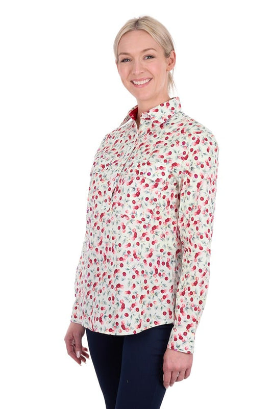 Hard Slog Womens Clair Half Button Long Sleeve Shirt