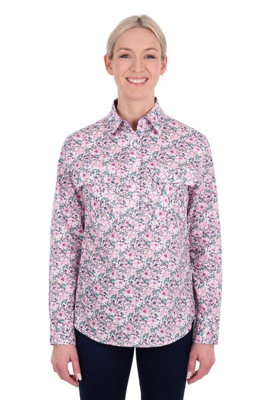 Hard Slog Womens Joyce Half Button Long Sleeve Shirt