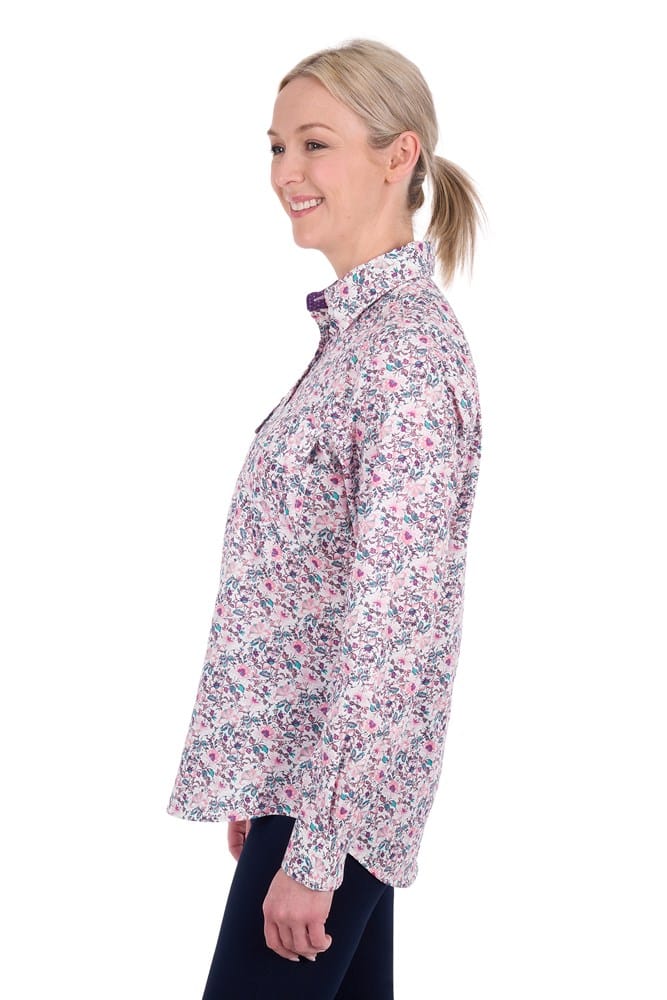 Load image into Gallery viewer, Hard Slog Womens Joyce Half Button Long Sleeve Shirt
