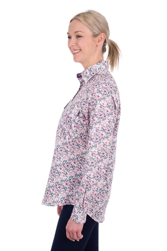 Hard Slog Womens Joyce Half Button Long Sleeve Shirt