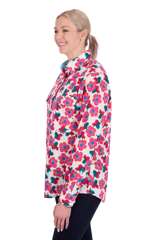 Hard Slog Womens Lorri Half Button Long Sleeve Shirt