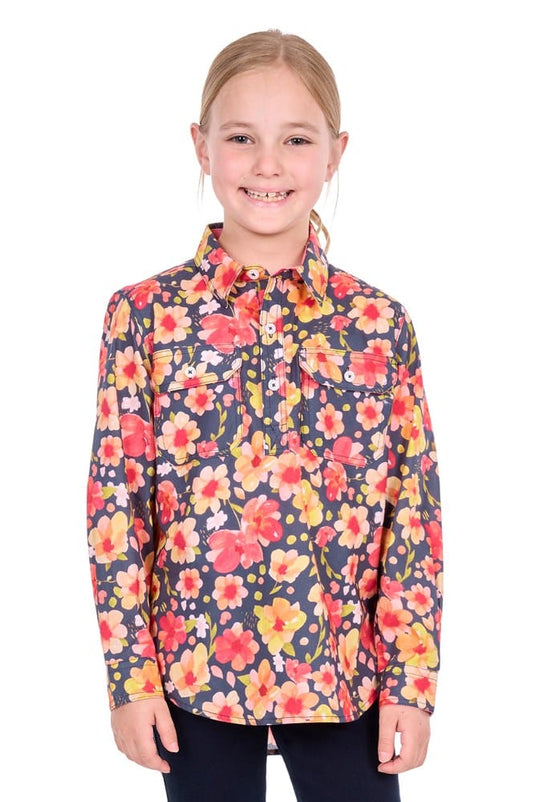 Hard Slog Kids Shanni Half Button Long Sleeve Shirt