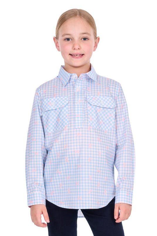 Hard Slog Kids Lillia Half Button Long Sleeve Shirt