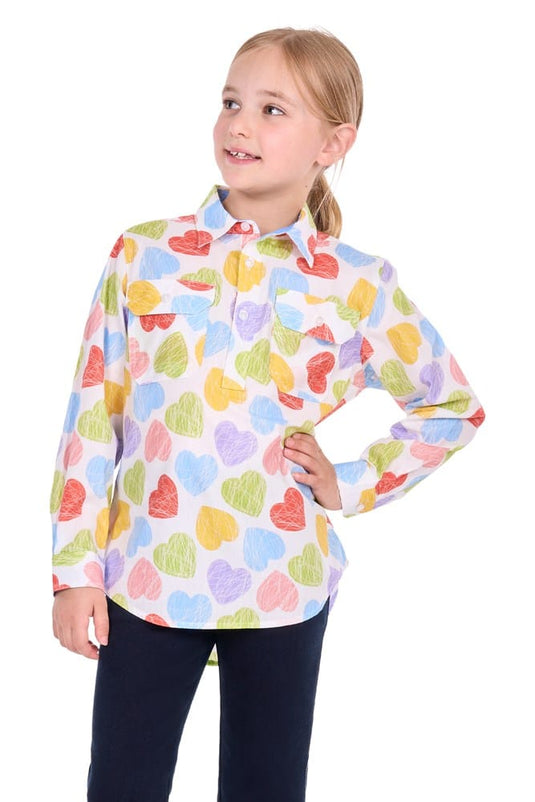 Hard Slog Kids Polly Half Button Long Sleeve Shirt