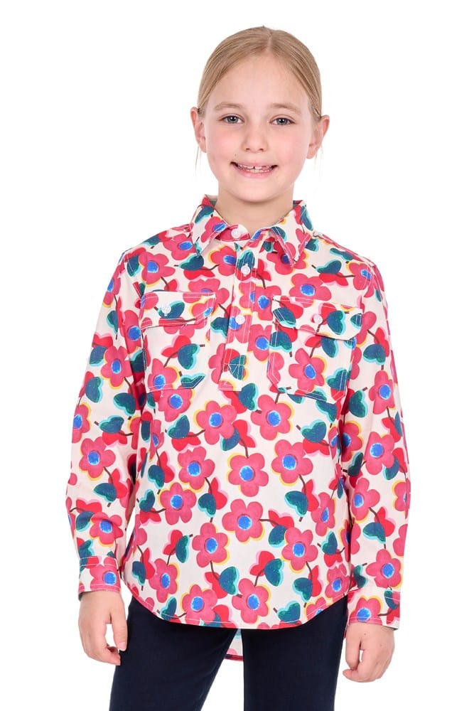 Load image into Gallery viewer, Hard Slog Kids Lorri Half Button Long Sleeve Shirt

