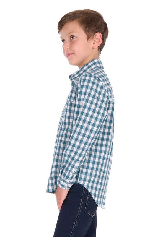Hard Slog Kids River Half Button Long Sleeve Shirt