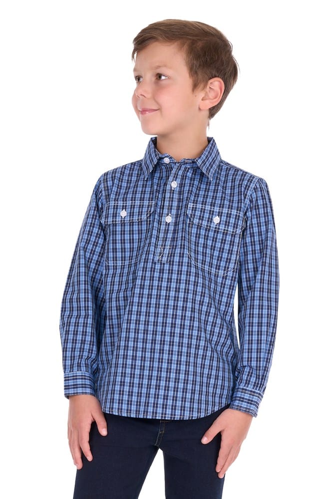 Load image into Gallery viewer, Hard Slog Kids Wyatt Half Button Long Sleeve Shirt
