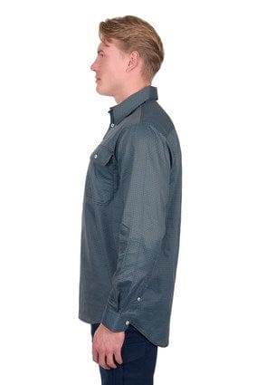 Hard Slog Men’s Blake Half Placket Long Sleeve Shirt - Black/Blue