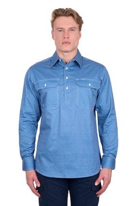 Load image into Gallery viewer, Hard Slog Men’s Blake Half Placket Long Sleeve Shirt - Navy/Blue
