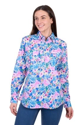 Load image into Gallery viewer, Hard Slog Women's Trixie Half Placket Long Sleeve Shirt
