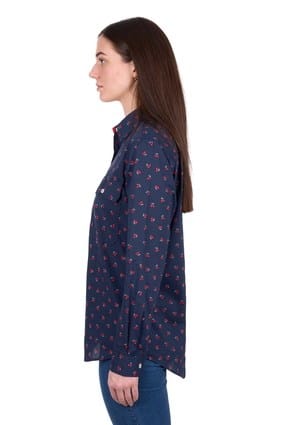 Load image into Gallery viewer, Hard Slog Women's Cherry Half Placket Long Sleeve Shirt
