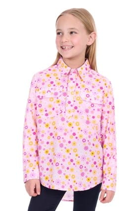 Hard Slog Kids Daisy 1/2 Placket Long Sleeve Shirt