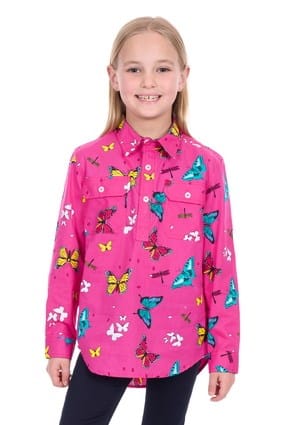 Hard Slog Kids Giselle 1/2 Placket Long Sleeve Shirt