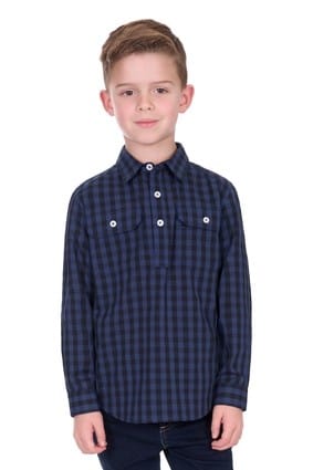 Hard Slog Kids Nash 1/2 Placket Long Sleeve Shirt