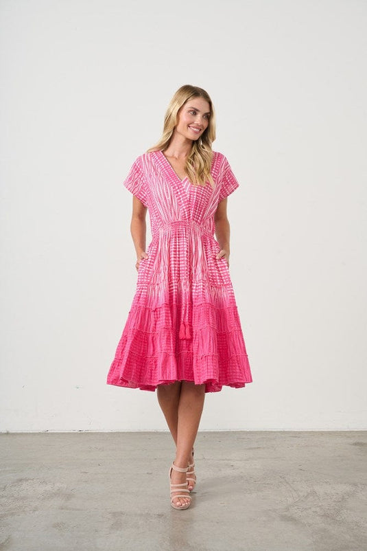Holmes & Fallon Womens Tiered Dress with Elastic Waist