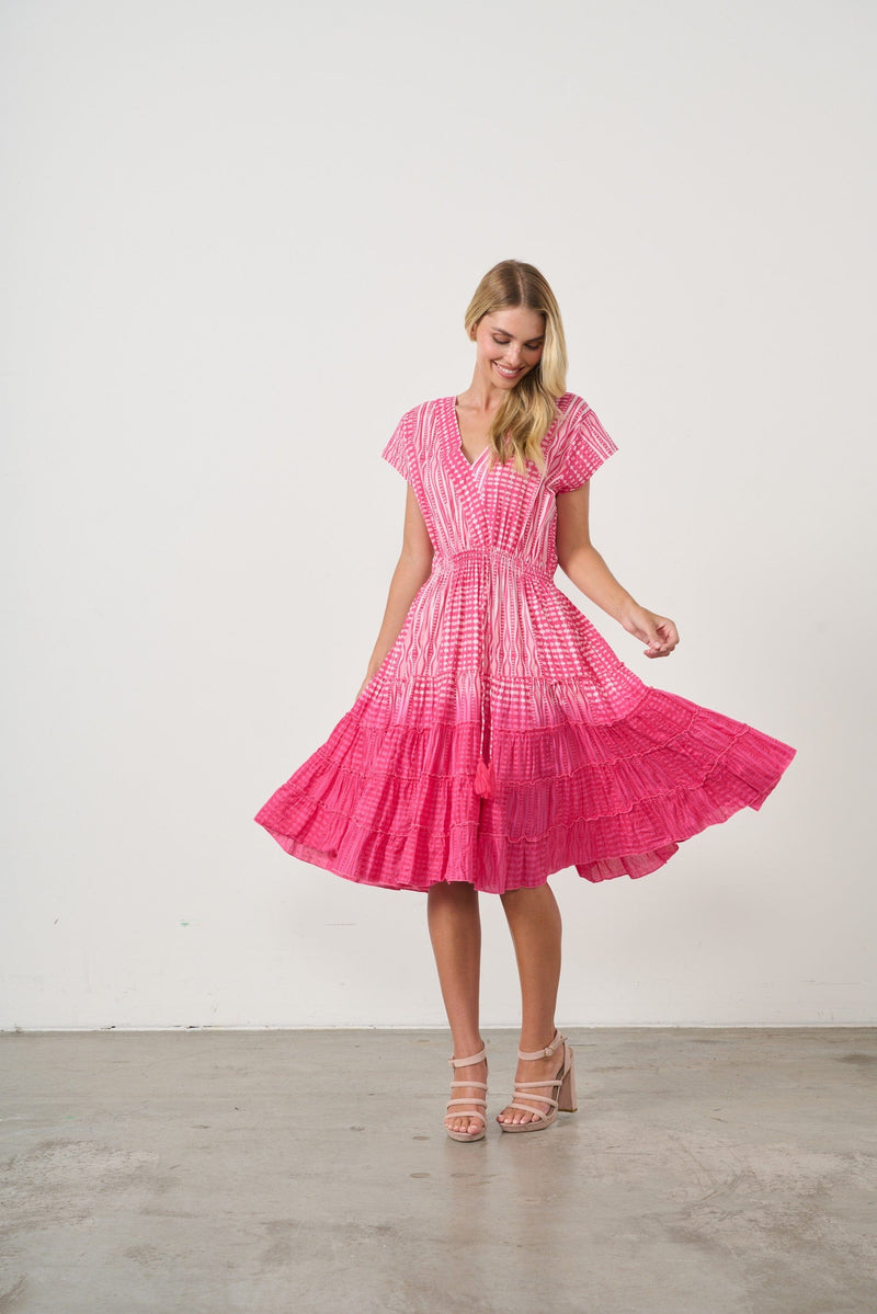 Load image into Gallery viewer, Holmes &amp; Fallon Womens Tiered Dress with Elastic Waist
