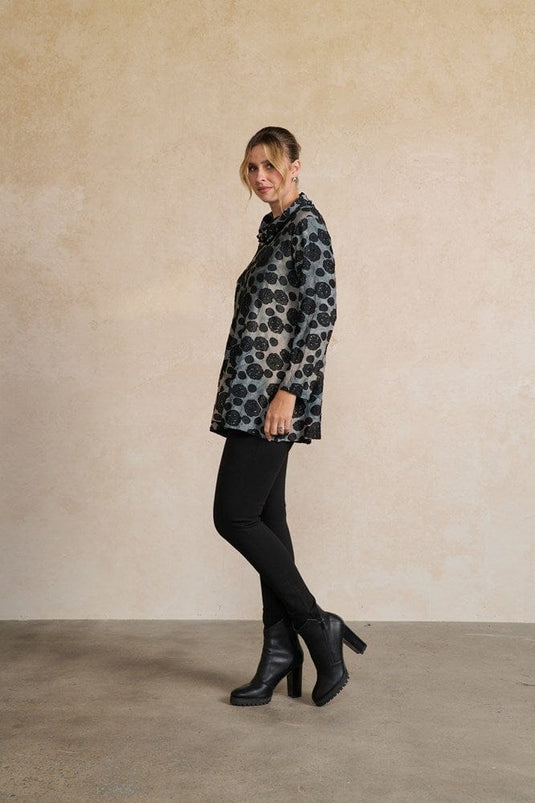 Holmes & Fallon Womens Jacquard Lotus Root Tunic w/ Roll Neck