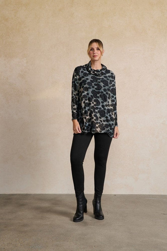 Holmes & Fallon Womens Jacquard Lotus Root Tunic w/ Roll Neck