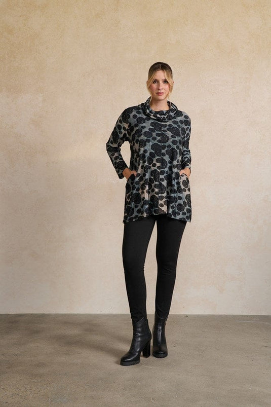 Holmes & Fallon Womens Jacquard Lotus Root Tunic w/ Roll Neck