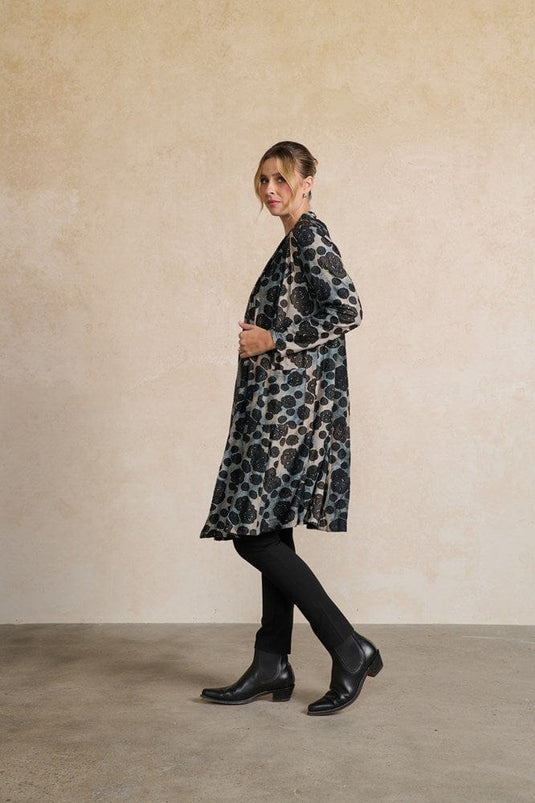 Holmes & Fallon Womens Jacquard Lotus Root Long Cardigan