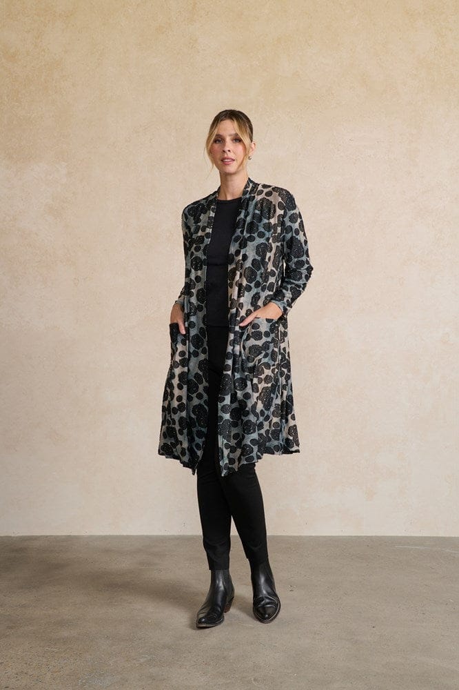 Load image into Gallery viewer, Holmes &amp; Fallon Womens Jacquard Lotus Root Long Cardigan
