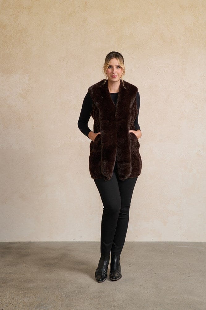 Load image into Gallery viewer, Holmes &amp; Fallon Womens Long Faux Fur Vest - Chocolate
