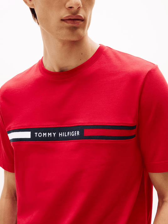 Tommy Hilfiger Mens Chest Insert Tee - Medium Red
