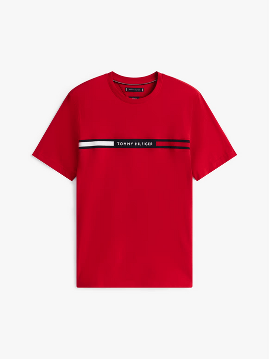 Tommy Hilfiger Mens Chest Insert Tee - Medium Red