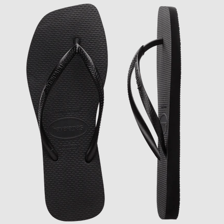 Havaianas Womens Slim Square Toe Thongs - Black