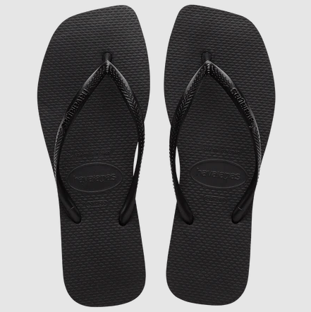 Havaianas Womens Slim Square Toe Thongs - Black