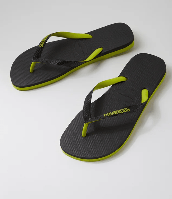 Havaianas Mens Top Tred Rubber Black Green Thongs