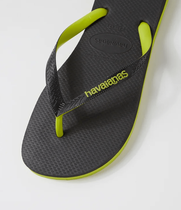 Load image into Gallery viewer, Havaianas Mens Top Tred Rubber Black Green Thongs
