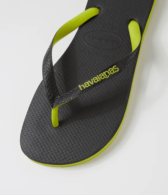 Havaianas Mens Top Tred Rubber Black Green Thongs