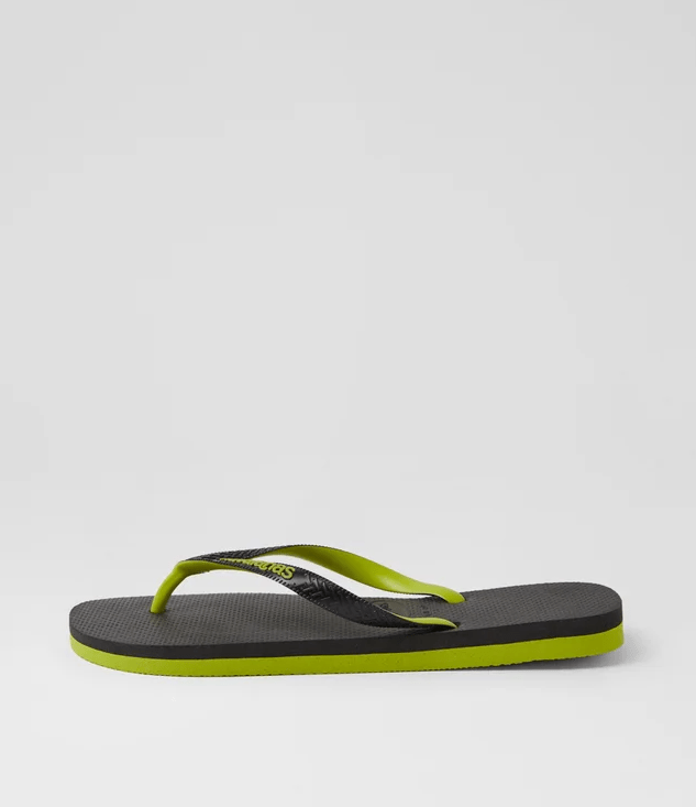 Load image into Gallery viewer, Havaianas Mens Top Tred Rubber Black Green Thongs
