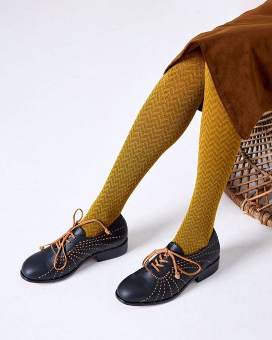 Tightology Womens Herringbone Merino Wool Tights – Mustard