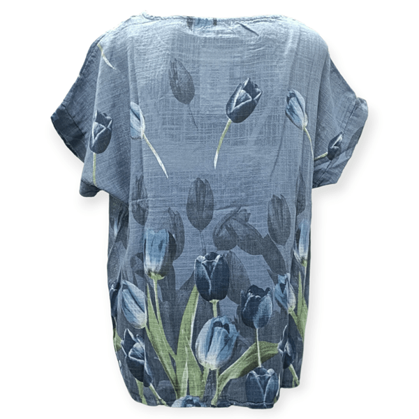 Load image into Gallery viewer, Jillian Womens Tulip Print Top with Necklace
