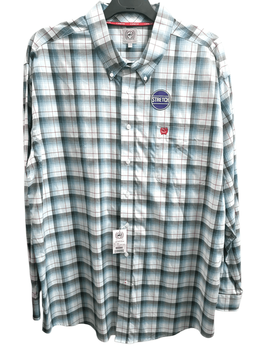 Cinch Mens Light Blue Check Long Sleeve Shirt