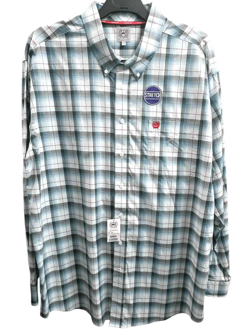 Load image into Gallery viewer, Cinch Mens Light Blue Check Long Sleeve Shirt
