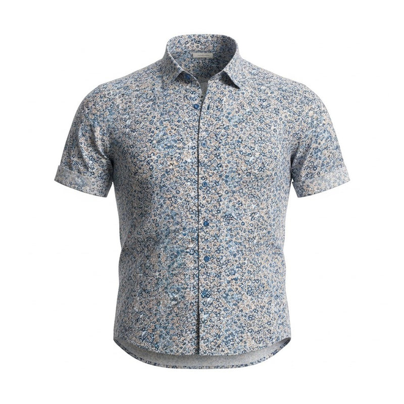 Load image into Gallery viewer, Cambridge Mens Portsea Modern Fit Short Sleeve Shirt - Blue
