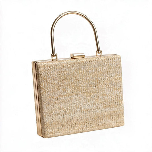 Gregory Ladner Womens Woven Square Bag with Gold Handle